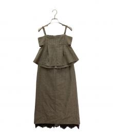 GALLEST（ギャレスト）の古着「ビスチェセットガンクラブチェックタイトスカート」｜ベージュ