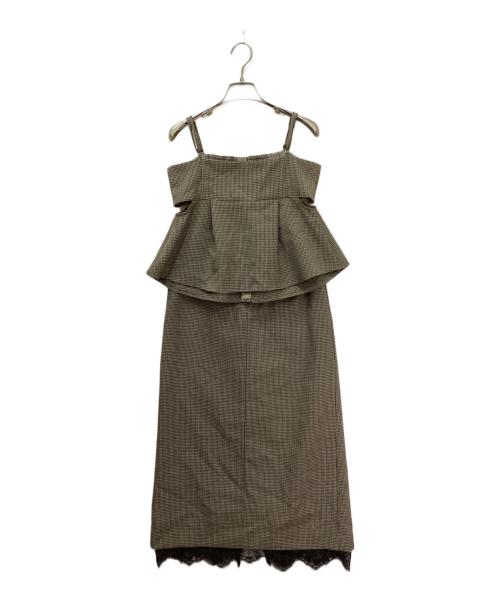 GALLEST（ギャレスト）GALLEST (ギャレスト) ビスチェセットガンクラブチェックタイトスカート ベージュ サイズ:38の古着・服飾アイテム