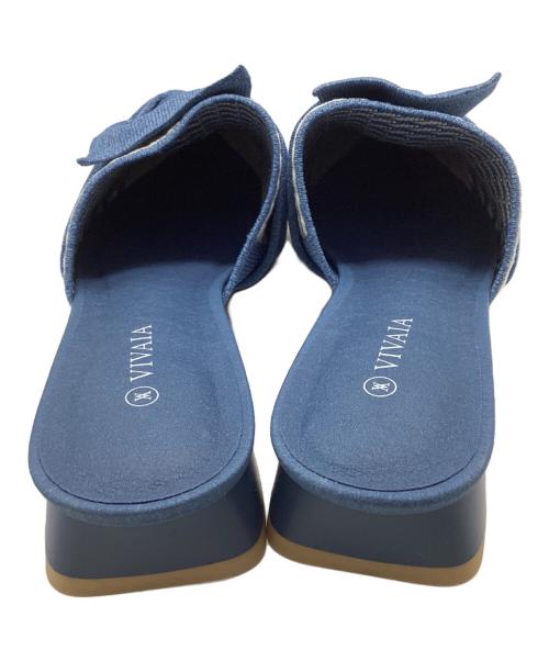 VIVAIA（ビバイア）VIVAIA (ビバイア) チェック柄リボンパンプス ブルー サイズ:37 未使用品の古着・服飾アイテム