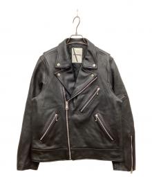 AZUL by moussy（アズールバイマウジー）の古着「ラムレザーダブルライダースジャケット」｜ブラック