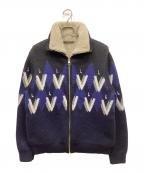 LOUIS VUITTONルイ ヴィトン）の古着「ムートンレザーカウチンニットジャケット」｜ネイビー