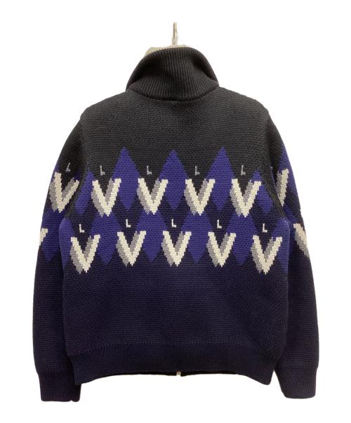 LOUIS VUITTON（ルイ ヴィトン）LOUIS VUITTON (ルイ ヴィトン) ムートンレザーカウチンニットジャケット ネイビー サイズ:Lの古着・服飾アイテム