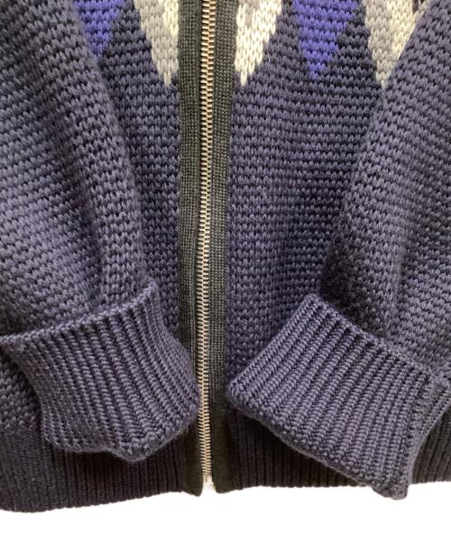 LOUIS VUITTON（ルイ ヴィトン）LOUIS VUITTON (ルイ ヴィトン) ムートンレザーカウチンニットジャケット ネイビー サイズ:Lの古着・服飾アイテム