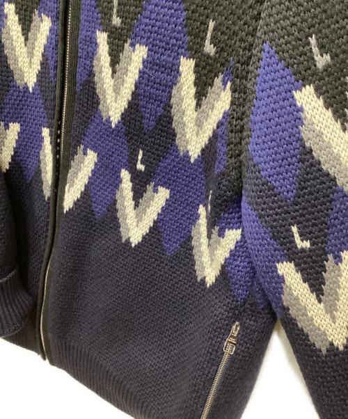 LOUIS VUITTON（ルイ ヴィトン）LOUIS VUITTON (ルイ ヴィトン) ムートンレザーカウチンニットジャケット ネイビー サイズ:Lの古着・服飾アイテム