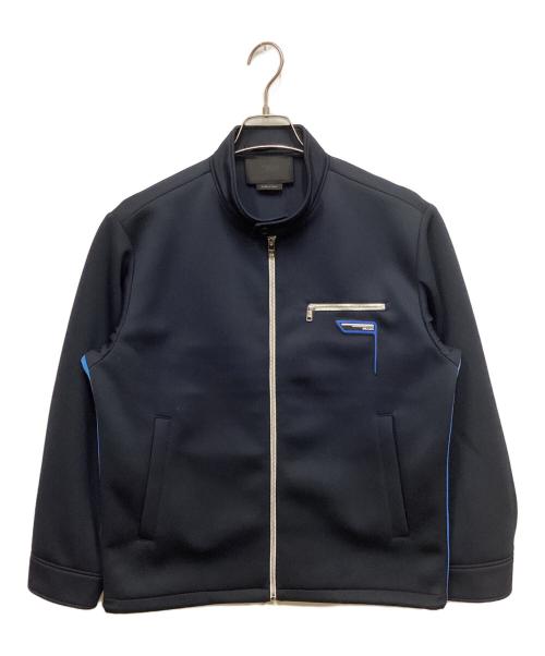 PRADA（プラダ）PRADA (プラダ) ポリエステルジャージーライダースジャケット ネイビー サイズ:48の古着・服飾アイテム