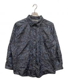 GIORGIO ARMANI（ジョルジョアルマーニ）の古着「フラワープリントラメシャツ」｜ネイビー