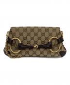 GUCCIグッチ）の古着「ホースビット チェーン ショルダーバッグ」｜ベージュ