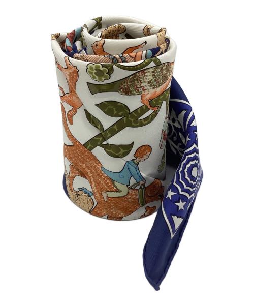 HERMES（エルメス）HERMES (エルメス) カレ90 ホワイト×ネイビーの古着・服飾アイテム