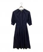 IENAイエナ）の古着「ボリュームスリーブフレアワンピース」｜ネイビー