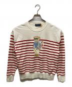 POLO RALPH LAURENポロ・ラルフローレン）の古着「ポロベアボーダースウェット」｜レッド×ホワイト
