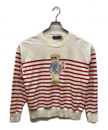 POLO RALPH LAUREN（ポロ・ラルフローレン）の古着「ポロベアボーダースウェット」｜レッド×ホワイト