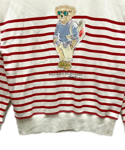 POLO RALPH LAUREN（ポロ・ラルフローレン）POLO RALPH LAUREN (ポロ・ラルフローレン) ポロベアボーダースウェット レッド×ホワイト サイズ:Lの古着・服飾アイテム
