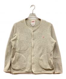 DANTON（ダントン）の古着「ノーカラーフリースジャケット」｜ベージュ