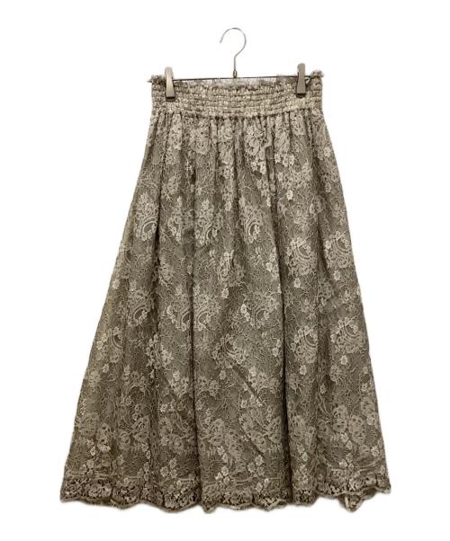ebure（エブール）ebure (エブール) レースフレアスカート グレー サイズ:36の古着・服飾アイテム