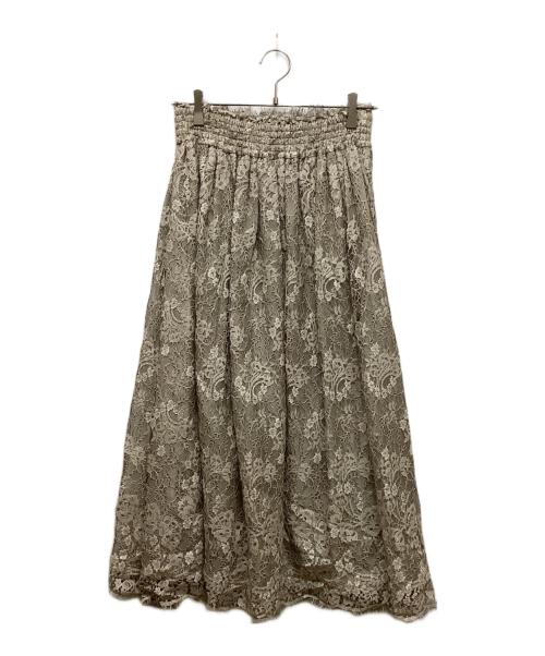 ebure（エブール）ebure (エブール) レースフレアスカート グレー サイズ:36の古着・服飾アイテム