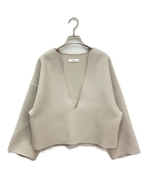 ebure（エブール）EBURE (エブール) スーパー120'sダブルビーバーキーネック トップス アイボリー サイズ:38の古着・服飾アイテム