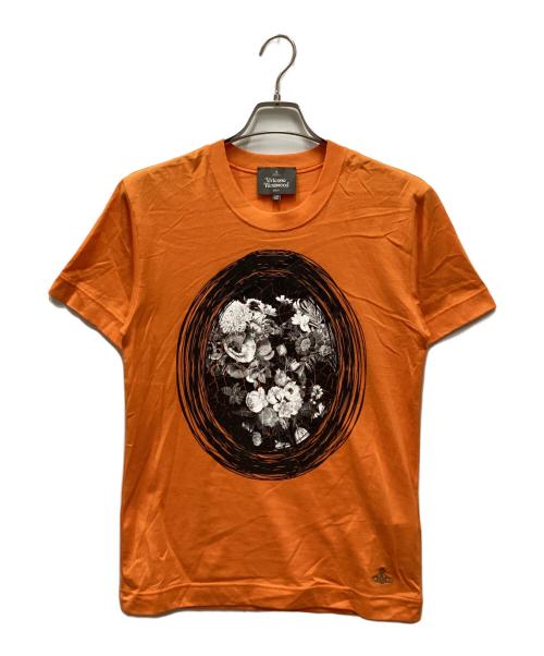 Vivienne Westwood man（ヴィヴィアン ウェストウッド マン）Vivienne Westwood man (ヴィヴィアン ウェストウッド マン) “CRACKED FLORAL FRAME”/クラックドフローラルフレイムTシャツ オレンジ サイズ:42の古着・服飾アイテム