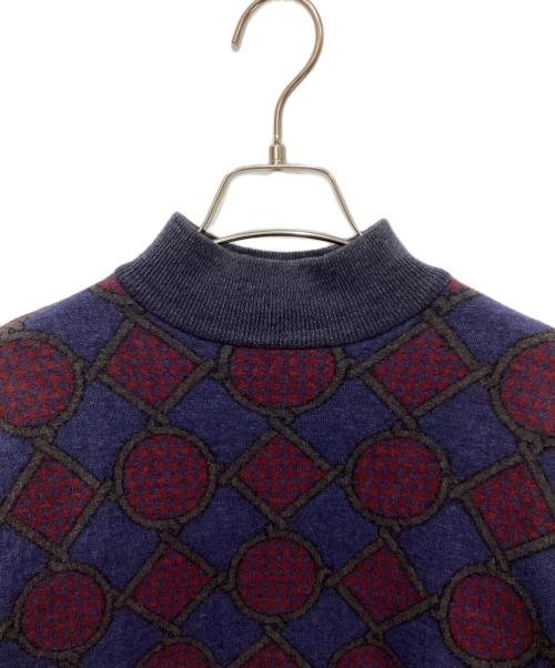 Christian Dior MONSIEUR SPORTS（クリスチャンディオールムッシュ）Christian Dior MONSIEUR SPORTS (クリスチャンディオールムッシュ) 幾何学模様柄ニット ネイビー サイズ:Mの古着・服飾アイテム