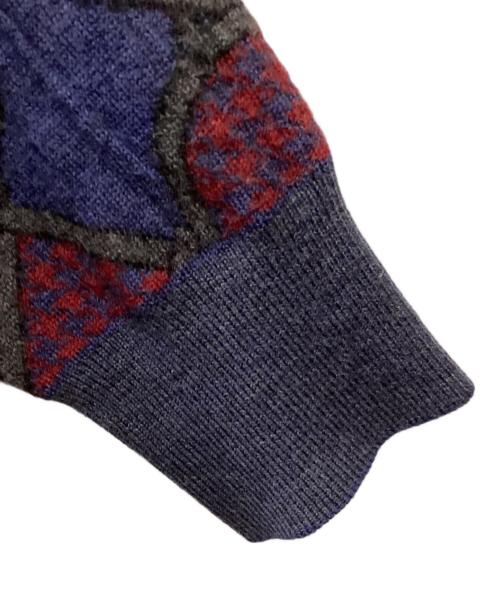 Christian Dior MONSIEUR SPORTS（クリスチャンディオールムッシュ）Christian Dior MONSIEUR SPORTS (クリスチャンディオールムッシュ) 幾何学模様柄ニット ネイビー サイズ:Mの古着・服飾アイテム