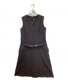 COMME des GARCONS COMME des GARCONS（コムデギャルソン コムデギャルソン）の古着「ポリ縮絨ピンストライプワンピース」｜ブラック