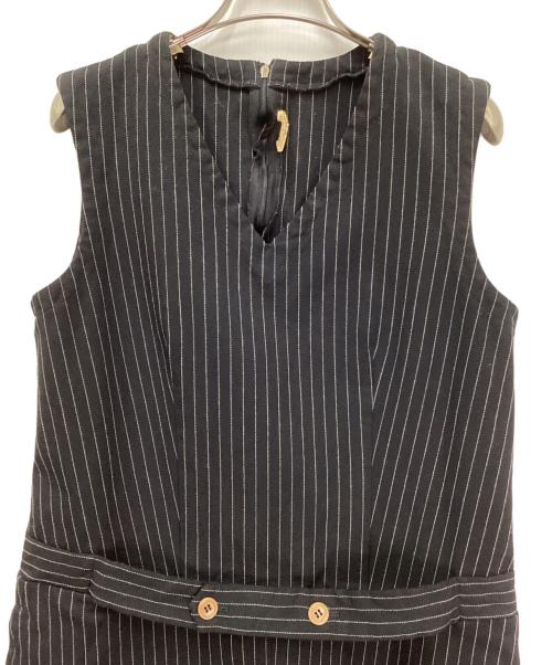 COMME des GARCONS COMME des GARCONS（コムデギャルソン コムデギャルソン）COMME des GARCONS COMME des GARCONS (コムデギャルソン コムデギャルソン) ポリ縮絨ピンストライプワンピース ブラック サイズ:Sの古着・服飾アイテム