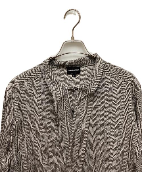 GIORGIO ARMANI（ジョルジョアルマーニ）GIORGIO ARMANI (ジョルジョアルマーニ) シルクボウタイブラウス グレー サイズ:50の古着・服飾アイテム