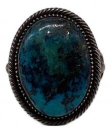 INDIAN JEWERY（インディアン ジュエリー）の古着「ターコイズスタンプワークリング」｜ブルー×シルバー