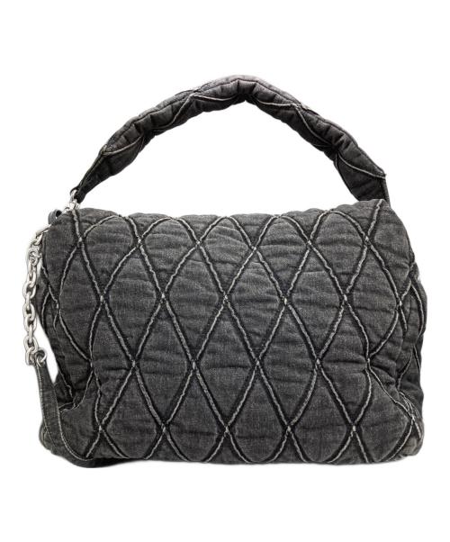DIESEL（ディーゼル）DIESEL (ディーゼル) Charm-D L-Large shoulder bag in quilted denim/チャームDラージショルダーバッグ キルテッドデニム ブラックの古着・服飾アイテム