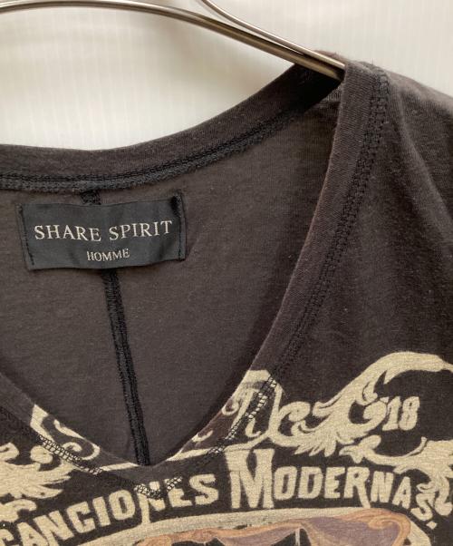 SHARE SPIRIT（シェアスピリット）SHARE SPIRIT (シェアスピリット) スカルTシャツ ブラック サイズ:Sの古着・服飾アイテム
