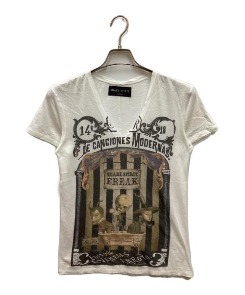 SHARE SPIRIT（シェアスピリット）SHARE SPIRIT (シェアスピリット) アートワークTシャツ ホワイト サイズ:Sの古着・服飾アイテム
