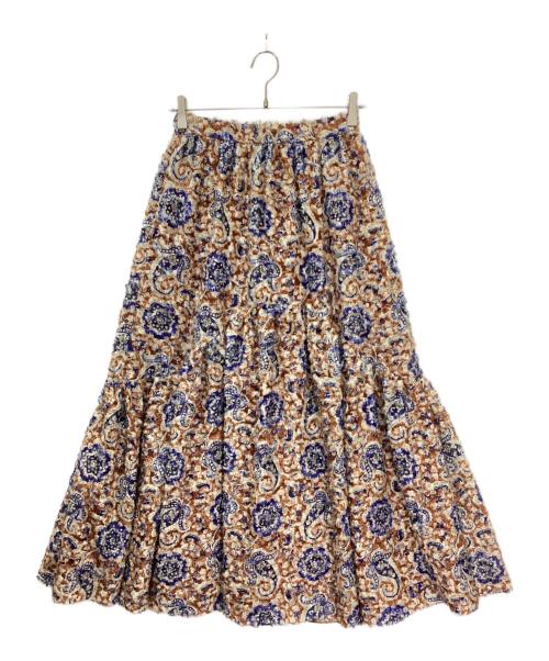 SOULEIADO（ソレイアード）SOULEIADO (ソレイアード) ポリエステルプリント ティアードマキシスカート ブラウン サイズ:34の古着・服飾アイテム