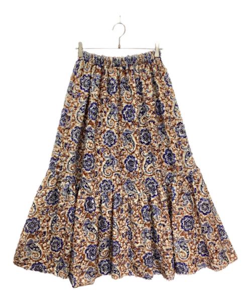 SOULEIADO（ソレイアード）SOULEIADO (ソレイアード) ポリエステルプリント ティアードマキシスカート ブラウン サイズ:34の古着・服飾アイテム