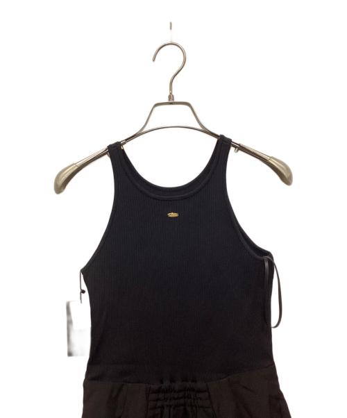 anuans（アニュアンス）anuans (アニュアンス) ドレープニットドッキングワンピース ブラック サイズ:S 未使用品の古着・服飾アイテム