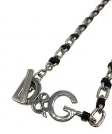 DOLCE & GABBANA（ドルチェ＆ガッバーナ）の古着「ロゴチェーンネックレス」｜シルバー×ブラック