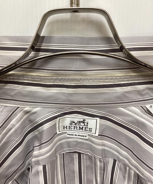 HERMES（エルメス）HERMES (エルメス) セリエカフスストライプシャツ グレー サイズ:43の古着・服飾アイテム