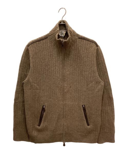 HERMES（エルメス）HERMES (エルメス) レザーエルボーパッチドライバーズニット ブラウン サイズ:Lの古着・服飾アイテム