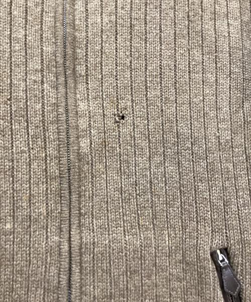 HERMES（エルメス）HERMES (エルメス) レザーエルボーパッチドライバーズニット ブラウン サイズ:Lの古着・服飾アイテム