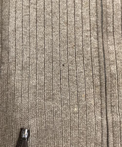 HERMES（エルメス）HERMES (エルメス) レザーエルボーパッチドライバーズニット ブラウン サイズ:Lの古着・服飾アイテム