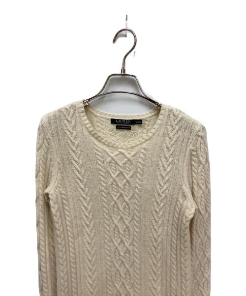 LAUREN RALPH LAUREN（ローレンラルフローレン）LAUREN RALPH LAUREN (ローレンラルフローレン) カシミヤ混ケーブルニットワンピース アイボリー サイズ:Sの古着・服飾アイテム