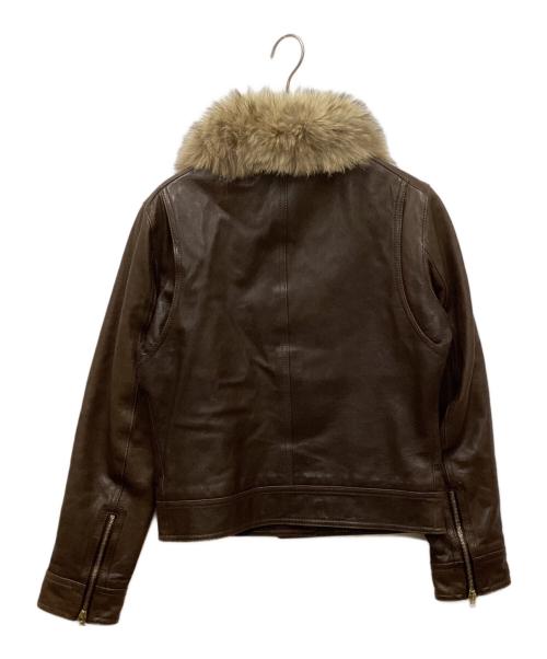 COACH（コーチ）COACH (コーチ) コヨーテファーラムレザージャケット ブラウン サイズ:4の古着・服飾アイテム