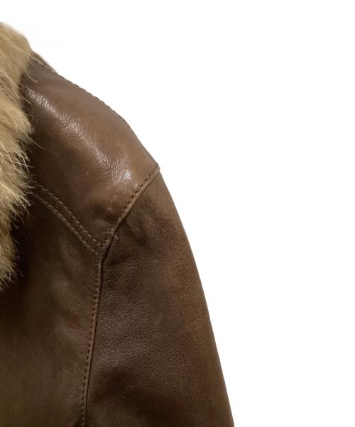 COACH（コーチ）COACH (コーチ) コヨーテファーラムレザージャケット ブラウン サイズ:4の古着・服飾アイテム