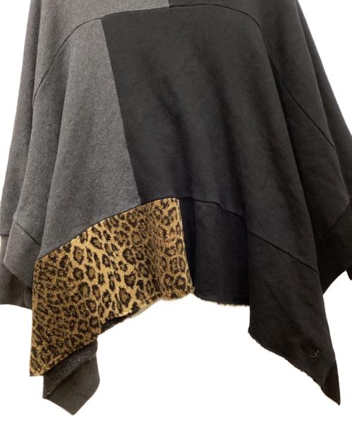 Y-3（ワイスリー）Y-3 (ワイスリー) レオパード柄切替ポンチョ ブラック サイズ:表記なし(実寸をご確認ください)の古着・服飾アイテム
