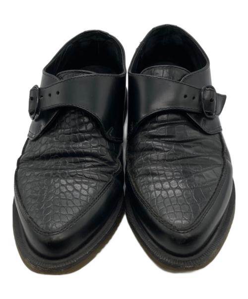 Dr.Martens（ドクターマーチン）Dr.Martens (ドクターマーチン) クロコ型押しモンクストラップレザーシューズ ブラック サイズ:UK7の古着・服飾アイテム