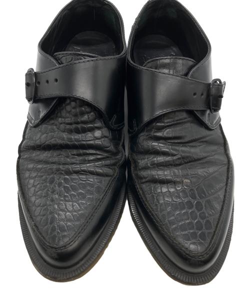 Dr.Martens（ドクターマーチン）Dr.Martens (ドクターマーチン) クロコ型押しモンクストラップレザーシューズ ブラック サイズ:UK7の古着・服飾アイテム