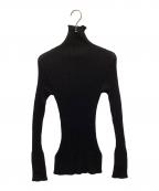 UNFILアンフィル）の古着「royal baby alpaca random ribbed-knit high-neck/ロイヤルベイビーアルパカランダムリブドニットハイネック」｜ブラック