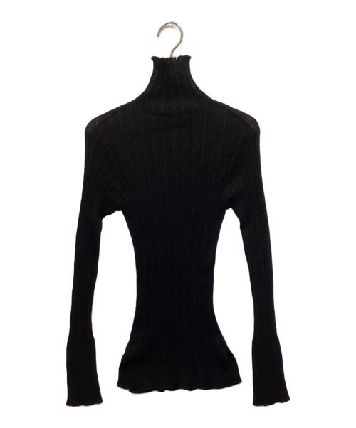 UNFIL（アンフィル）unfil (アンフィル) royal baby alpaca random ribbed-knit high-neck/ロイヤルベイビーアルパカランダムリブドニットハイネック ブラック サイズ:1の古着・服飾アイテム