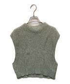 UNFILアンフィル）の古着「superfine lambs chenille ribbed knit bib/スーパーファインラムシェニールリブドニット」｜グリーン