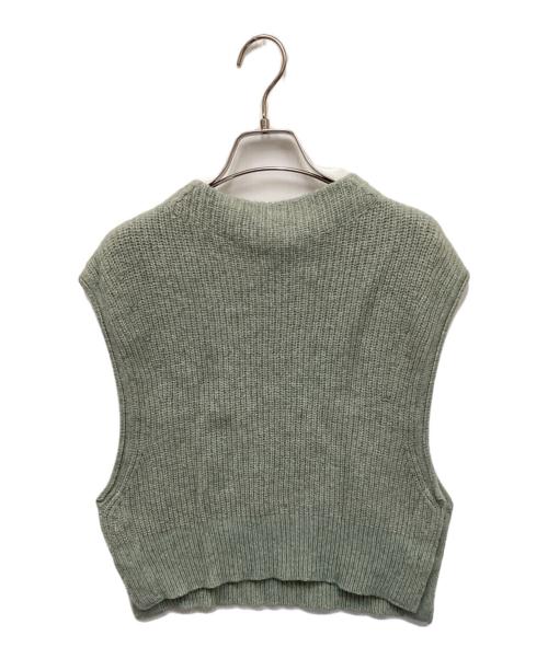 UNFIL（アンフィル）unfil (アンフィル) superfine lambs chenille ribbed knit bib/スーパーファインラムシェニールリブドニット グリーン サイズ:freeの古着・服飾アイテム