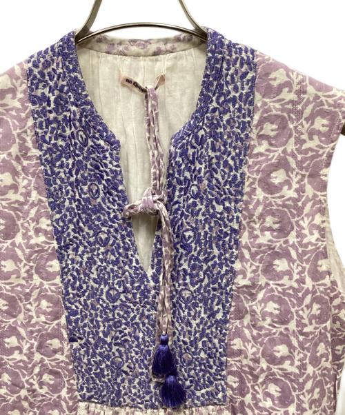 ne quittez pas（ヌキテパ）ne quittez pas (ヌキテパ) コットンジャガードコンビプリント刺繍ドレス パープル サイズ:表記無しの古着・服飾アイテム