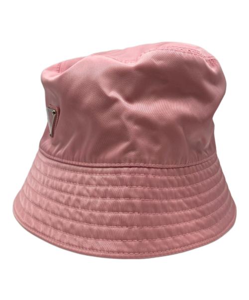 PRADA（プラダ）PRADA (プラダ) トライアングルロゴバケットハット ピンク サイズ:Sの古着・服飾アイテム